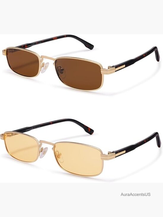 Small Rectangle Polarized Sunglasses 90s Trendy Y2k Thin Skinny Shades main image 5